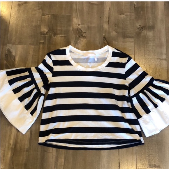 SEE BY CHLOÉ STRIPED BELL SLEEVE BLOUSE - Picture 2 of 6